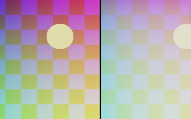 The same color texture interpreted as sRGB and linear, then tone mapped from HDR