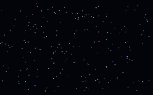 Colorful compute particles moving over a dark background