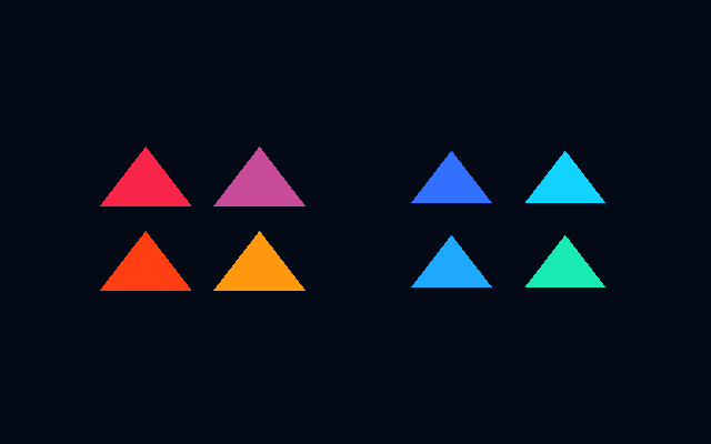 Eight colored triangle instances