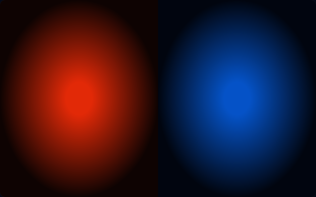 Red and blue circles composited from multiple render targets