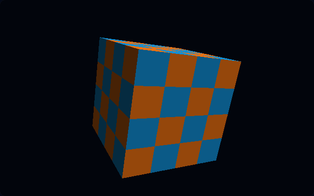 Blue and orange checkerboard cube